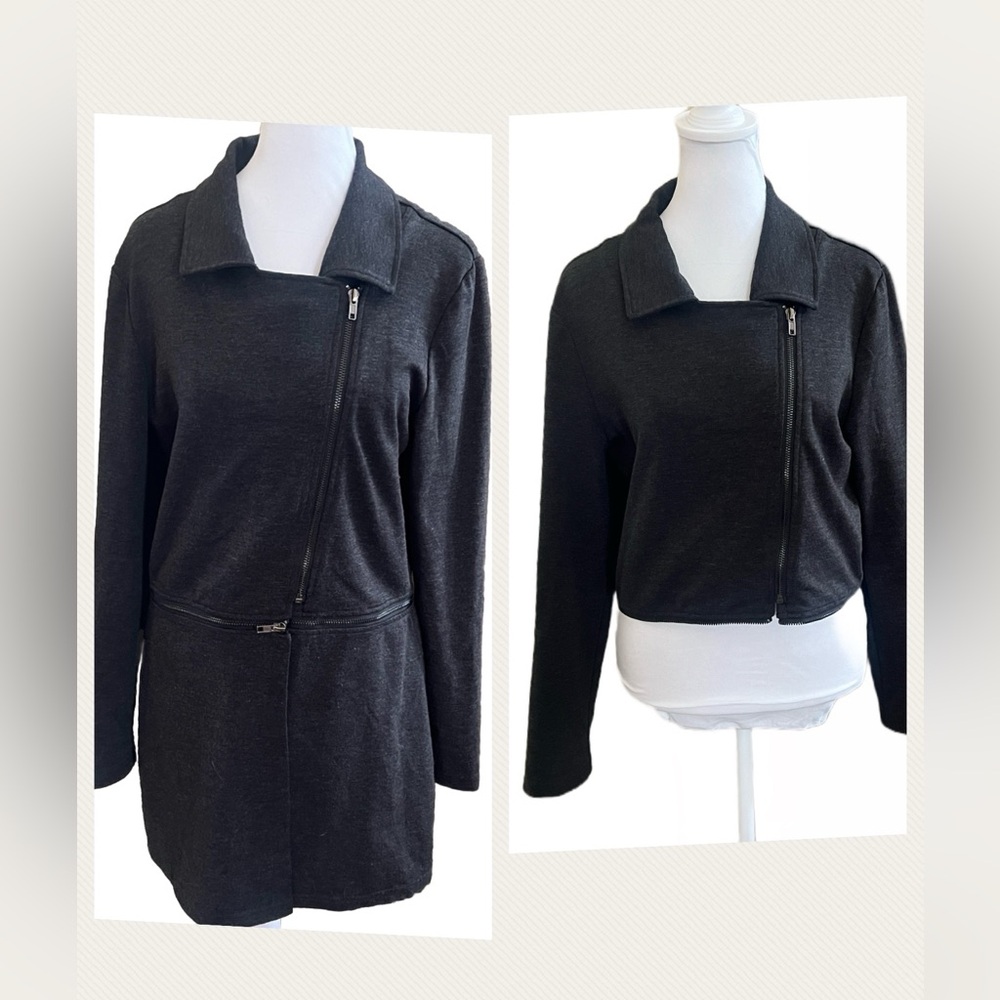 ALICE BLUE Charcoal Gray Convertible Zipper 2-In-1 Jacket Women’s Size Medium
